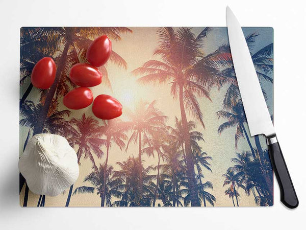 Palm Tree Haze 1 Glass Chopping Board