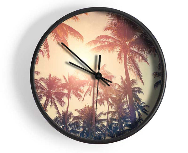 Palm Tree Haze 1 Clock - Wallart-Direct UK