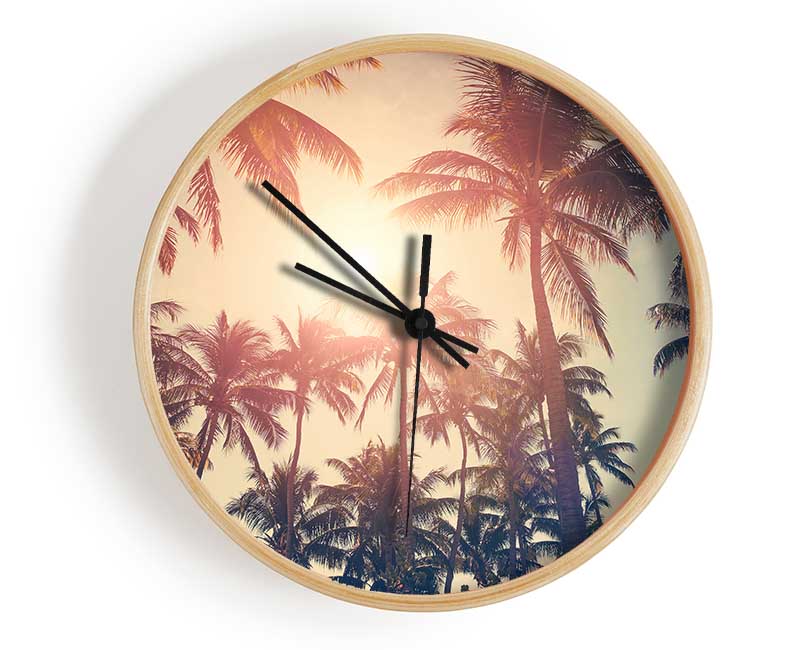 Palm Tree Haze 1 Clock - Wallart-Direct UK