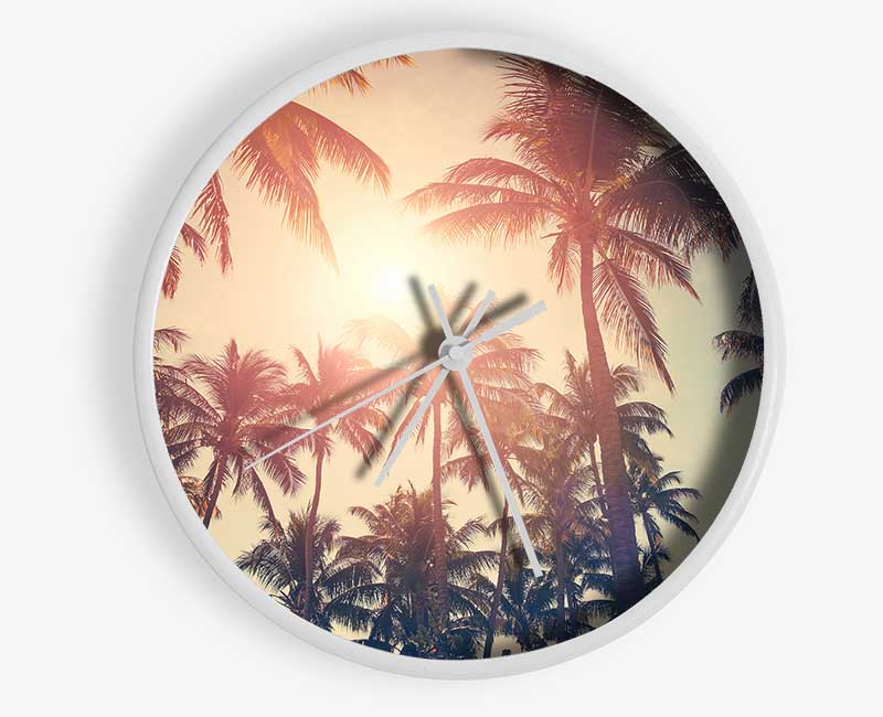 Palm Tree Haze 1 Clock - Wallart-Direct UK