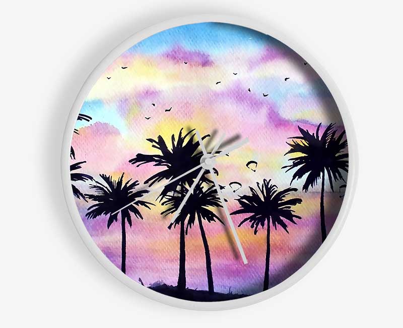 Palm Tree Birds Clock - Wallart-Direct UK