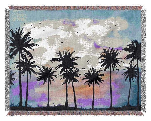 Palm Tree Birds Woven Blanket