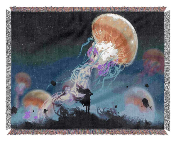 Electric Jellyfish Woven Blanket