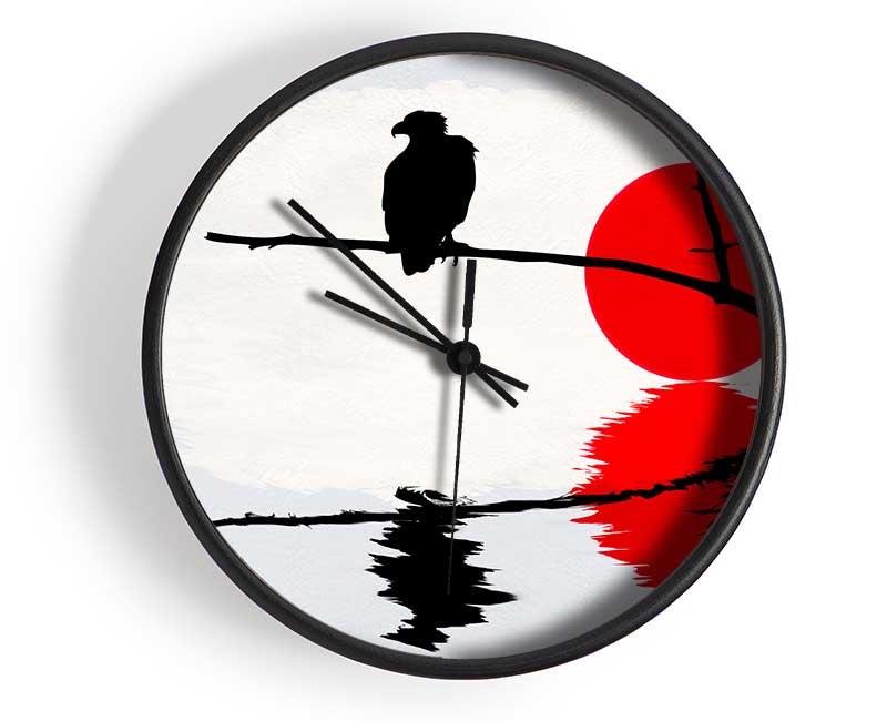 Reflections Of The Red Sun Eagle Clock - Wallart-Direct UK