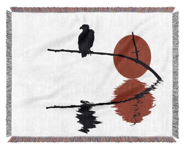 Reflections Of The Red Sun Eagle Woven Blanket