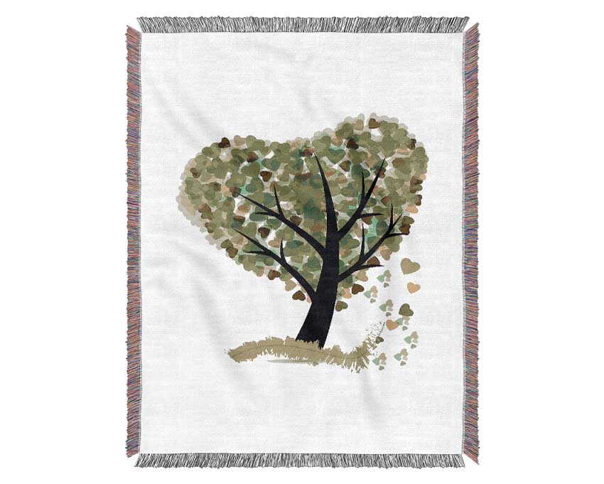 Green Love Tree Woven Blanket