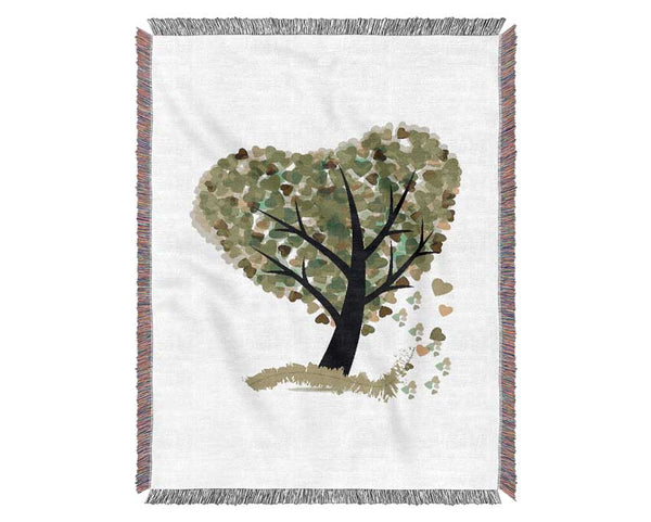 Green Love Tree Woven Blanket