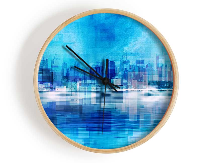 Electric Blue City Clock - Wallart-Direct UK