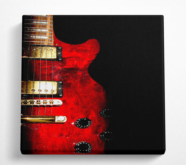 A Square Canvas Print Showing Red Electric Guitar Square Wall Art