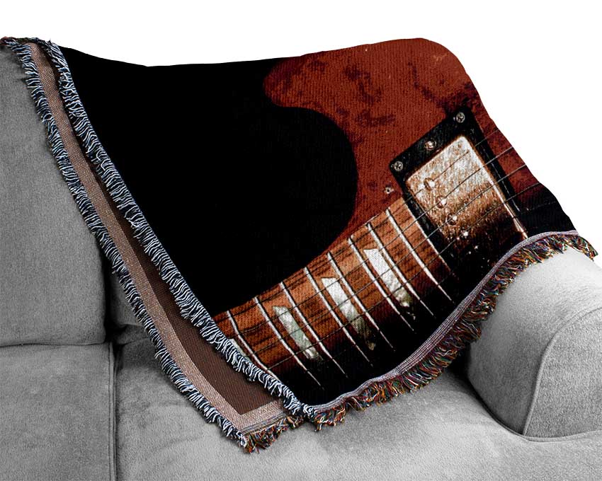 Red Electric Guitar Woven Blanket