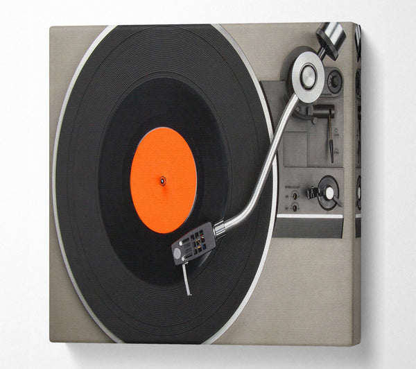 A Square Canvas Print Showing Retro Record Player 1 Square Wall Art