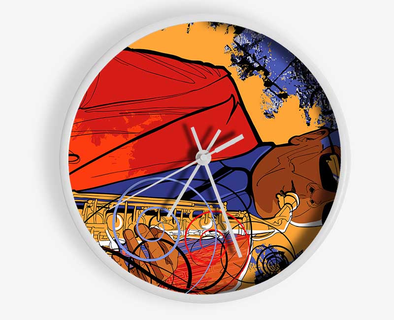 Saxophone Player 1 Clock - Wallart-Direct UK