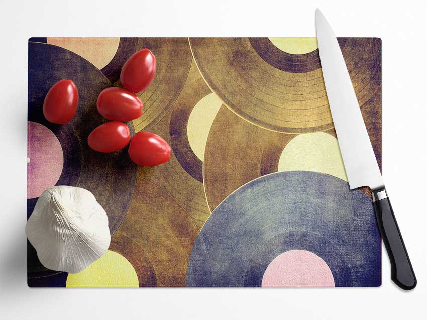 Retro Albums Glass Chopping Board