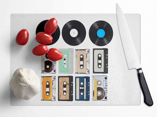 Retro Music Players Glass Chopping Board