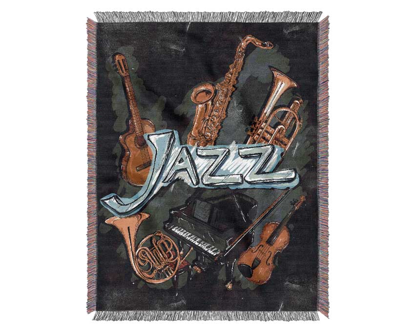 Jazz Instruments Woven Blanket