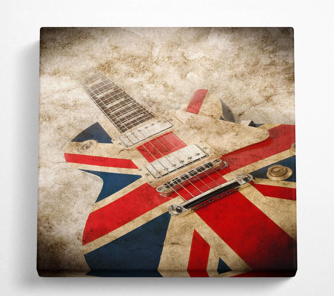 A Square Canvas Print Showing British Retro Guitar 1 Square Wall Art