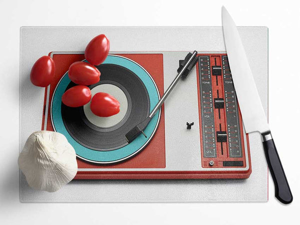 Retro Record Player 2 Glass Chopping Board