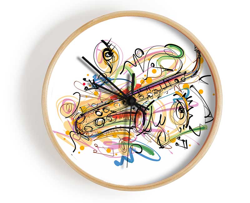 Saxophone Rainbow Tunes Clock - Wallart-Direct UK