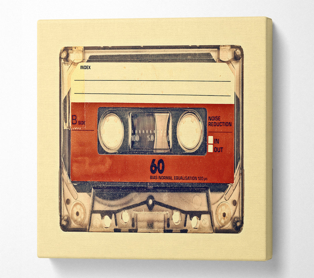 A Square Canvas Print Showing Retro Cassette Tape Square Wall Art