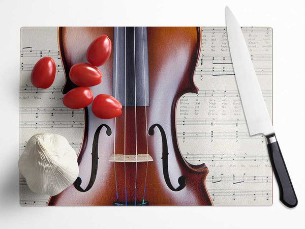 Violin Splendor Glass Chopping Board