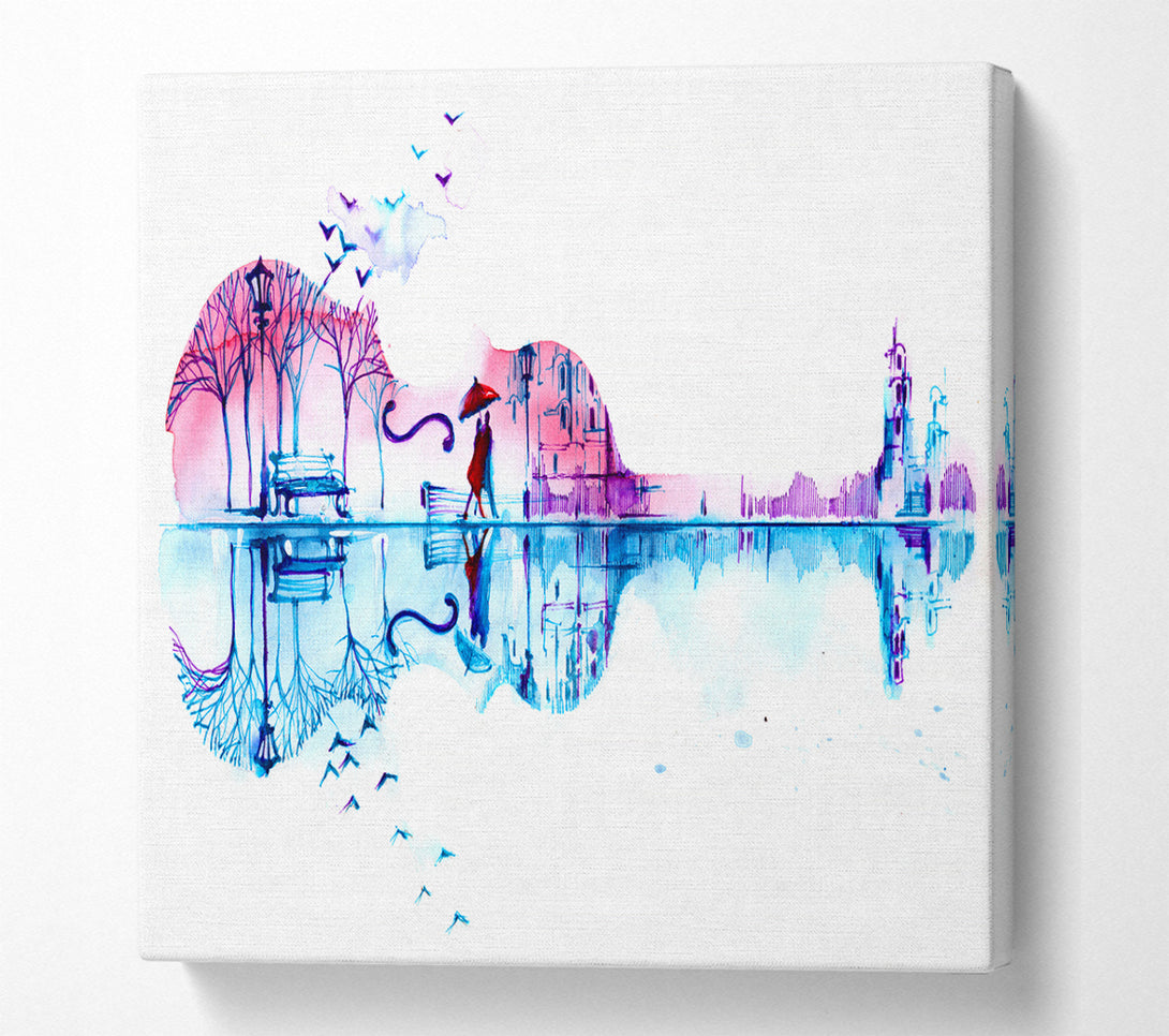 A Square Canvas Print Showing Violin Treeline Square Wall Art