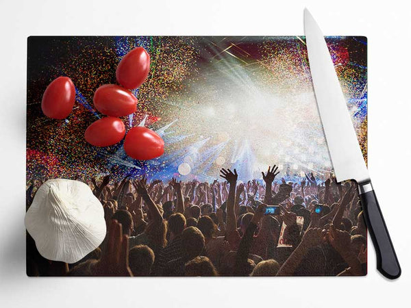 As The Crowd Goes Wild Glass Chopping Board