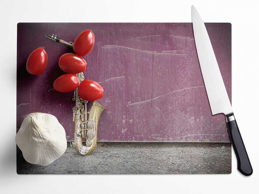 Saxophone Glass Chopping Board