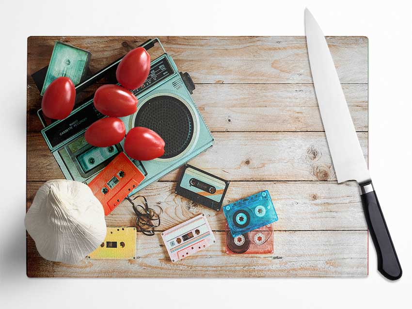 Tape Player Glass Chopping Board