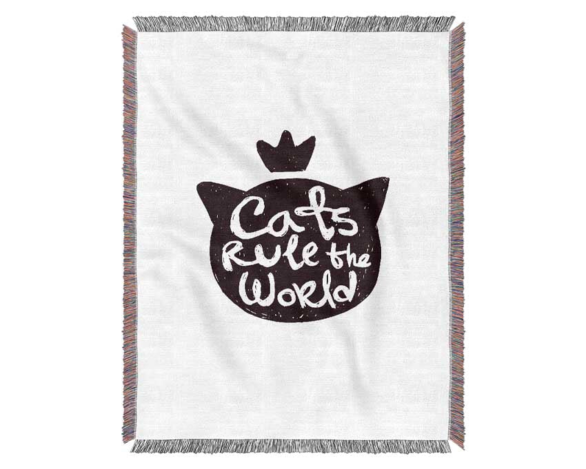 Cats Rule The World Woven Blanket