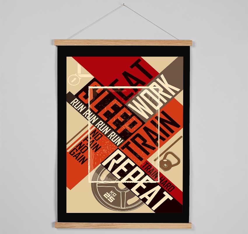 Eat Sleep Work Train Repeat 2 Hanging Poster - Wallart-Direct UK