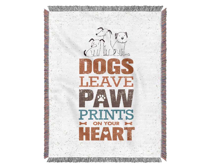 Dogs Leave Paw Prints Woven Blanket