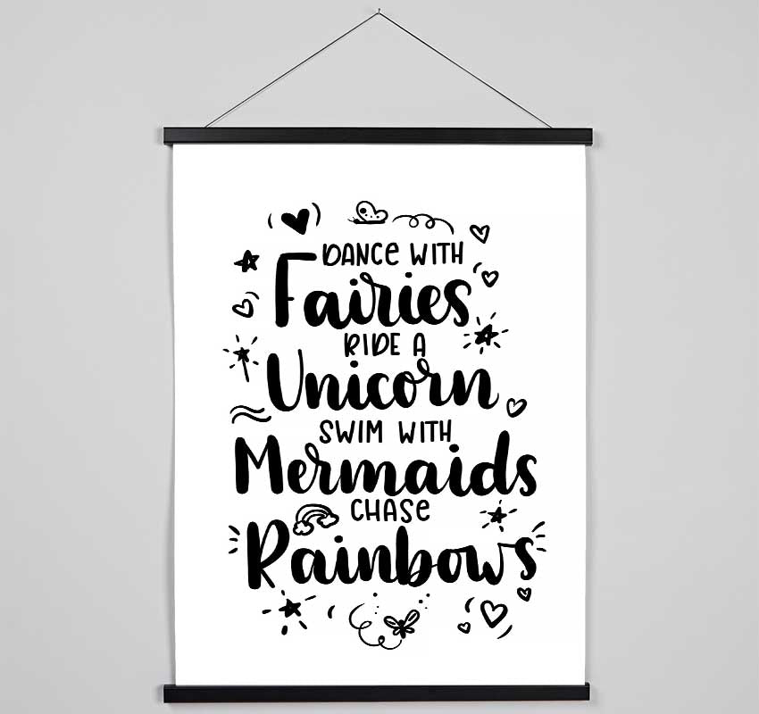 Dance With Fairies Ride A Unicorn Hanging Poster - Wallart-Direct UK