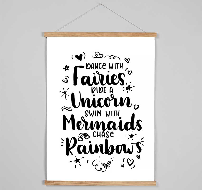 Dance With Fairies Ride A Unicorn Hanging Poster - Wallart-Direct UK