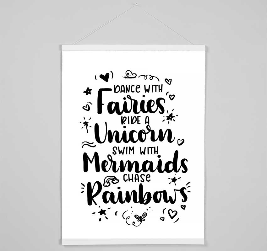 Dance With Fairies Ride A Unicorn Hanging Poster - Wallart-Direct UK