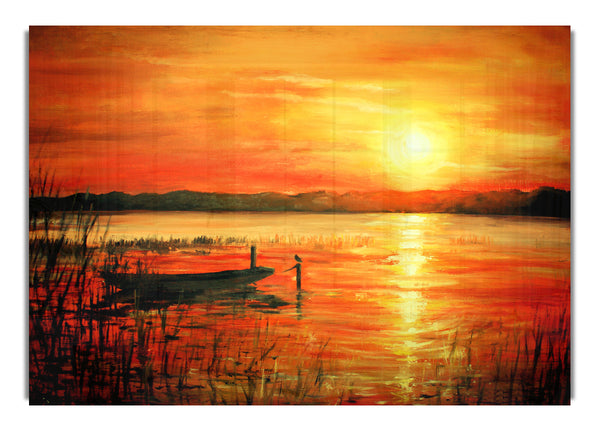 Row Boat On The Sunset Waters