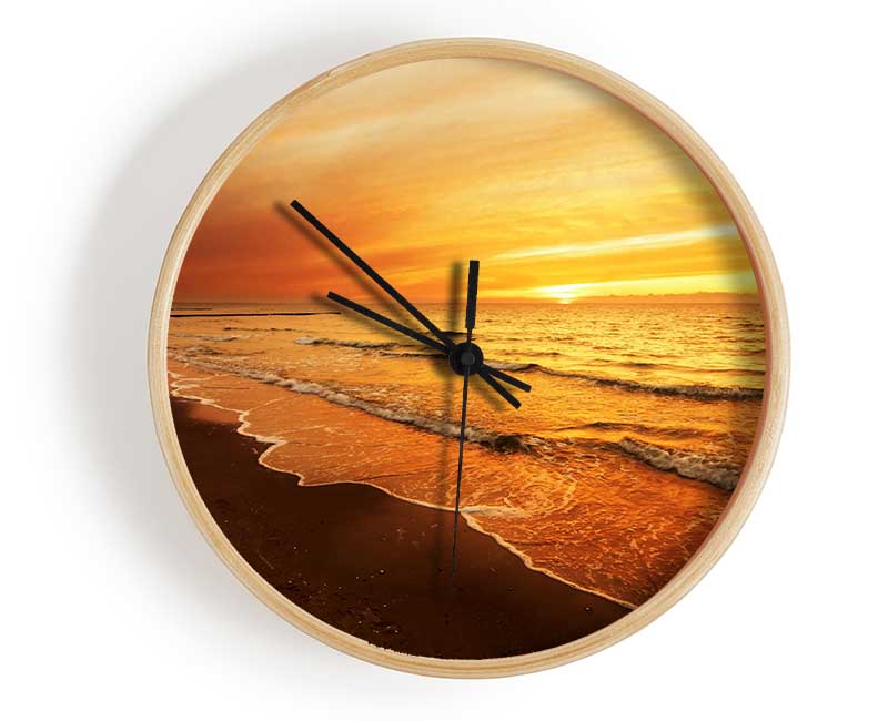 Caramel Ocean Shores Clock - Wallart-Direct UK