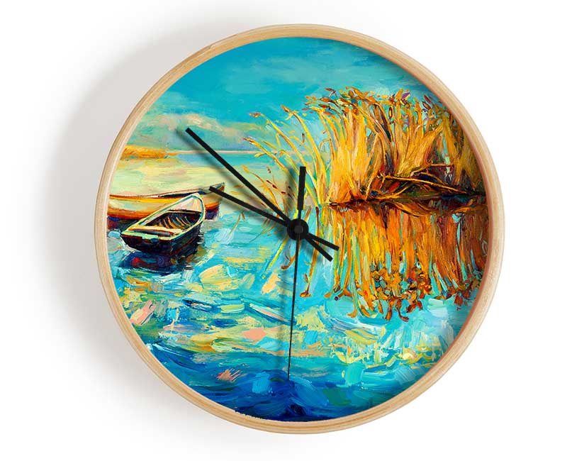 Twin Sailboat Reflections Clock - Wallart-Direct UK