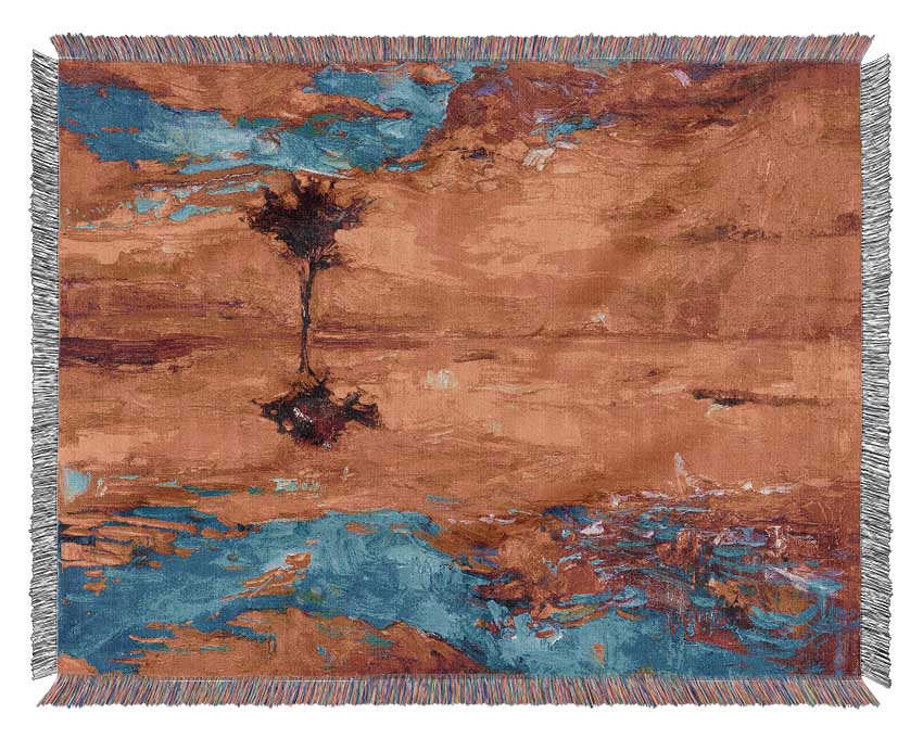 Reflections Of The Lonesome Tree Woven Blanket