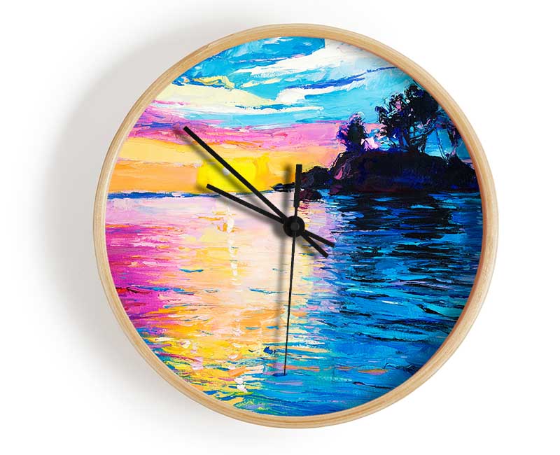 Perfect Yellow Sunset Clock - Wallart-Direct UK