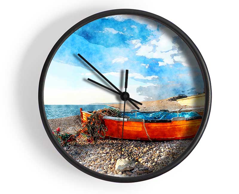 Fishermans Boat In The Early Morning Clock - Wallart-Direct UK