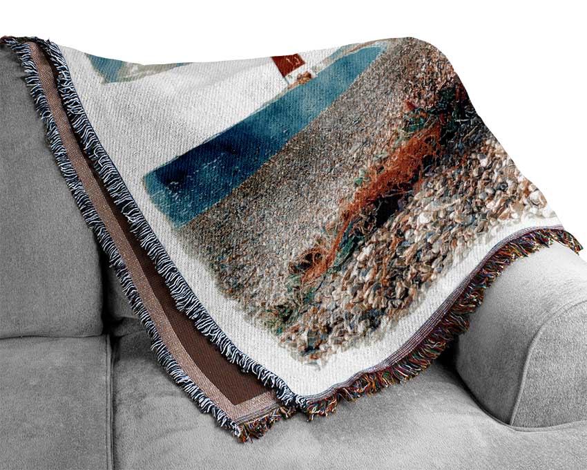 Sailboat Lighthouse 1 Woven Blanket