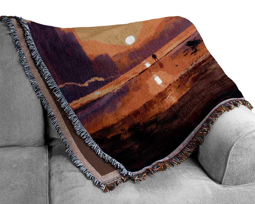 Sunset Ocean City Woven Blanket