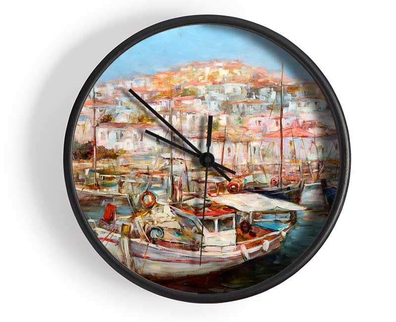 Italian Fishing Village Clock - Wallart-Direct UK