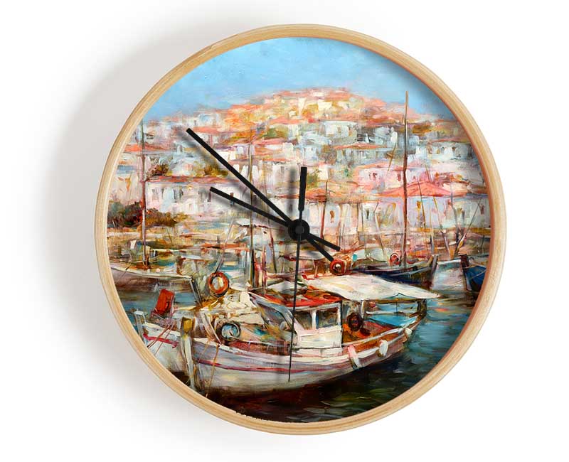 Italian Fishing Village Clock - Wallart-Direct UK