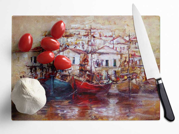 Italian Fishing Village 2 Glass Chopping Board