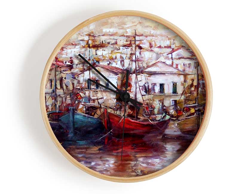 Italian Fishing Village 2 Clock - Wallart-Direct UK