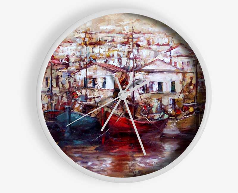 Italian Fishing Village 2 Clock - Wallart-Direct UK