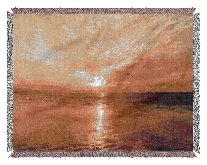 Perfect Sunset Ocean Woven Blanket