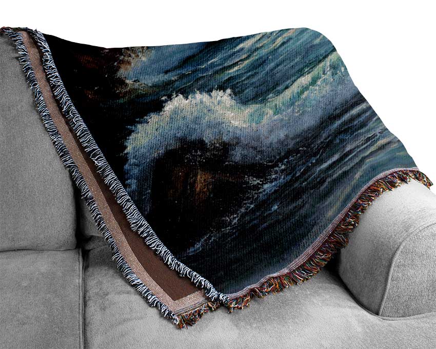 Lapping Of The Ocean waves Woven Blanket