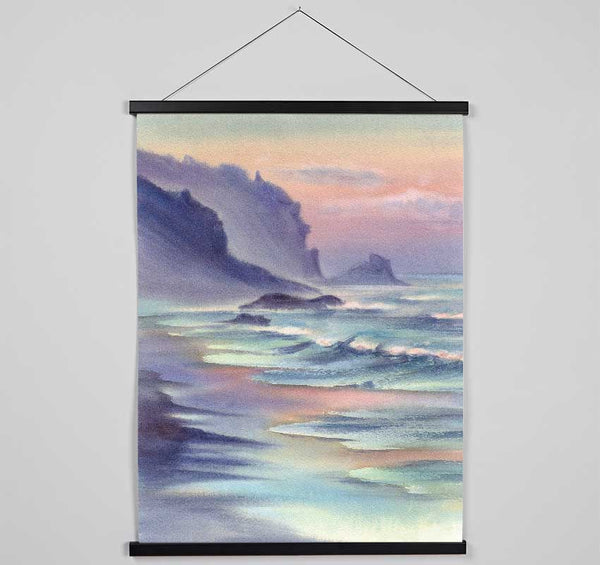 Ocean Waves Against The Mountain Rocks Hanging Poster - Wallart-Direct UK